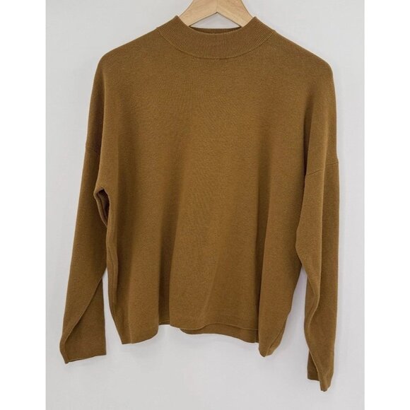 H&M Women’s Mustard Brown Knit Dolman Sleeve Sweater Sz M Boho Preppy Hippie - Picture 1 of 8